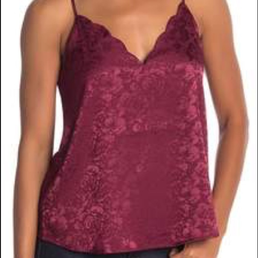 Scalloped V-Neck Camisole Silky Floral
